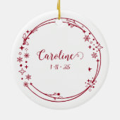 Kerst Aangepaste Naam Waterman Zodiac Teken Rood Keramisch Ornament (Achterkant)