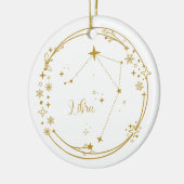 Kerst Aangepaste Naam Weegschaal Zodiac Sign Gold Keramisch Ornament (Links)