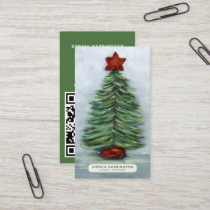 Kerst Aangepaste QR-code Scannable Holiday Visitekaartje