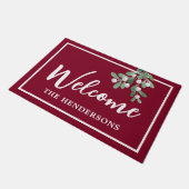 Kerst aangepaste wijnrood welkom deurmat (Schuin)