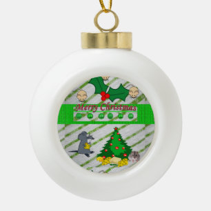 Kerst aardewerk bal ornament, Muizen Keramische Bal Ornament