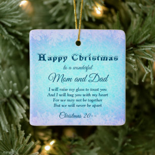 Kerst aardewerk ornament voor moeder en vader op a