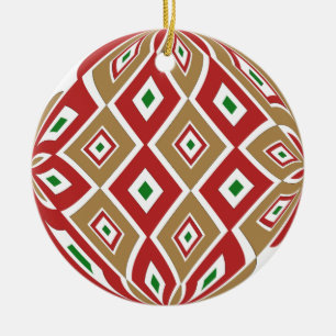 Kerst abstract en strepen twee design keramisch ornament