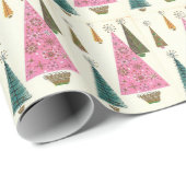 Kerst abstracte bomen in mid-century modern stijl cadeaupapier (Rol Hoek)