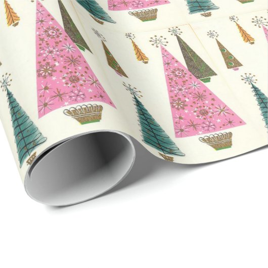 Kerst abstracte bomen in mid-century modern stijl cadeaupapier (Rol Hoek)