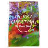 Kerst abstracte kunst rood en groen op maat medium cadeauzakje (Achterkant)