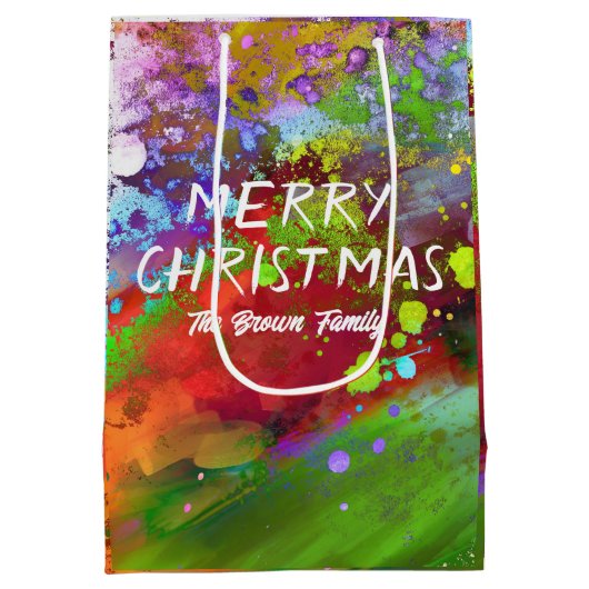 Kerst abstracte kunst rood en groen op maat medium cadeauzakje (Achterkant)