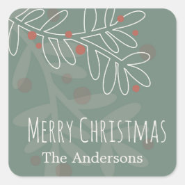 Kerst abstracte mistletoe ontwerp vierkante sticker