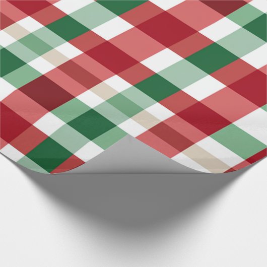 Kerst Achtergrond Check Patroon Cadeaupapier (Hoek)