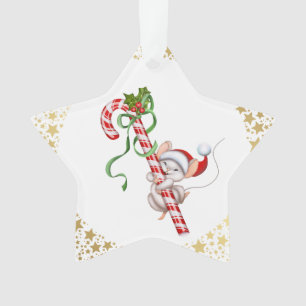 Kerst Acryl Ornament-Santa Muis Ornament