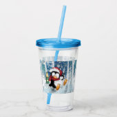 Kerst Acryl Tumbler Gelukkige Pinguïn - Grappig Acryl Drinkbeker (Achterkant)