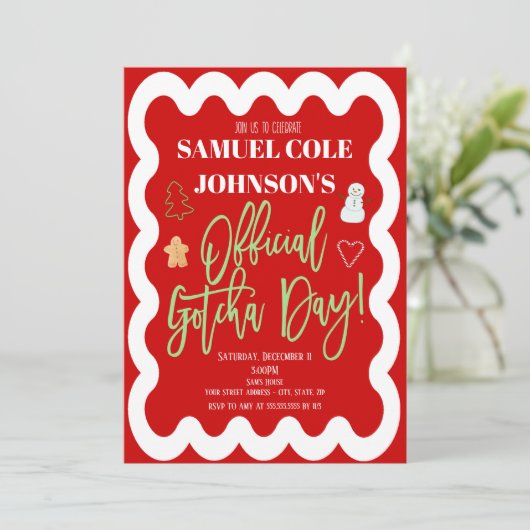 Kerst Adoptie Feest Uitnodiging (Staand voorkant)