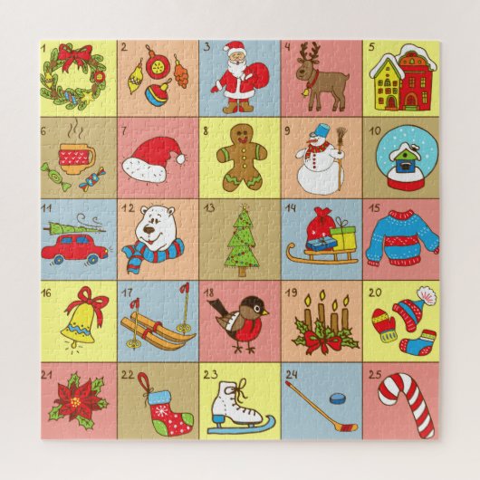 Kerst Advent: Doodle Element Collectie Legpuzzel (Verticaal)