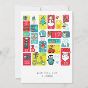 Kerst Adventkalender Cartoon stijl Kerstmis Feestdagenkaart
