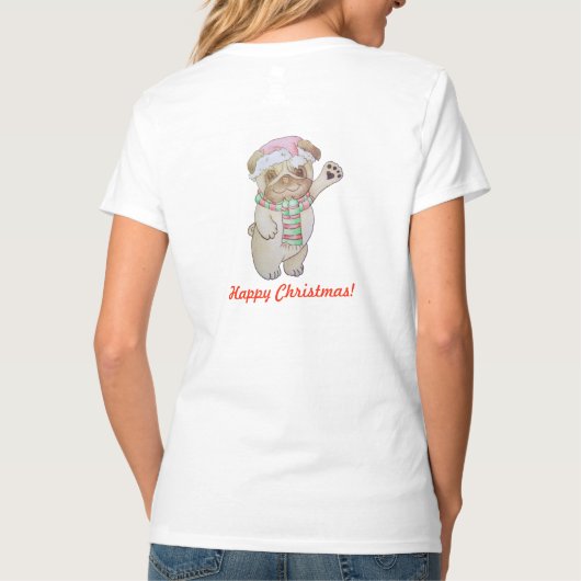 Kerst afbeelding van bogen en zwaaien schattige pu t-shirt (Achterkant)