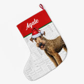 Kerst Airedale Terrier Naam Woof Achtergrond Grote Kerstsok (Achterkant (Hangend))