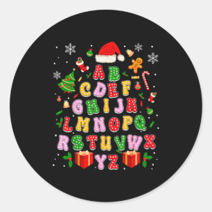 Kerst Alfabet Leraar Terug naar school Vakantie Ronde Sticker