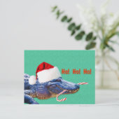 Kerst, alligator met kerstmuts feestdagenkaart (Staand voorkant)