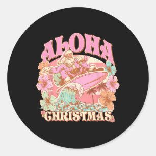 Kerst Aloha Kerstman Surfen Hawaiaanse Mele Ronde Sticker