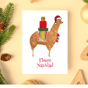 Kerst Alpaca Met de Hand Getekende Gevouwen Kerstk Feestdagen Kaart
