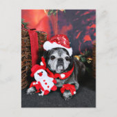 Kerst - Angel - Pug Feestdagenkaart (Voorkant)