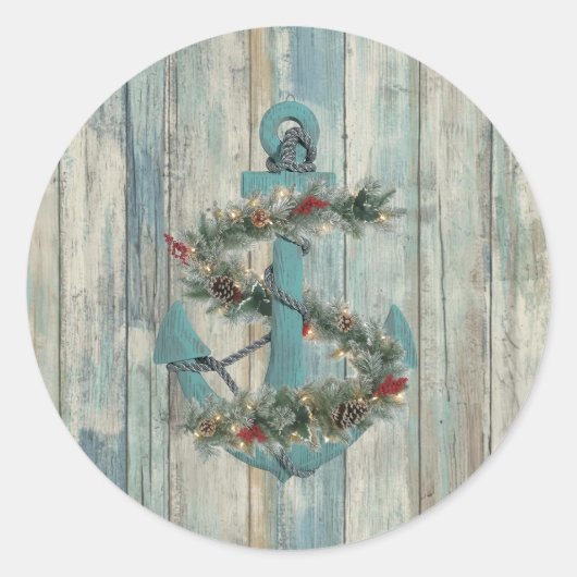 Kerst Anker Ronde Sticker (Voorkant)