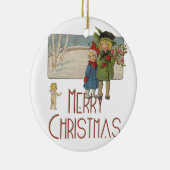 Kerst Antiek Kinderen Illustratie 1920 Keramisch Ornament (Rechts)