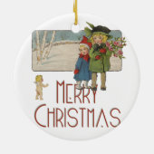 Kerst Antiek Kinderen Illustratie 1920 Keramisch Ornament (Achterkant)