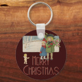 Kerst Antiek Kinderen Illustratie 1920 Sleutelhanger (Voorkant)