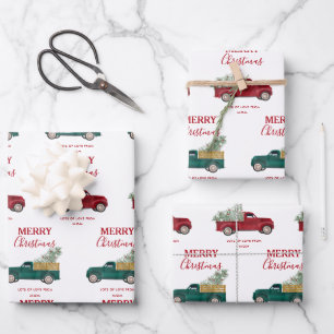 Kerst Antiek pick-up truck Xmas Tree Custom Inpakpapier Vel