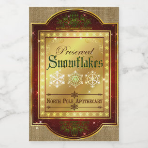 Kerst Apothecary Snowflakes Label Voedselcontainer Etiket