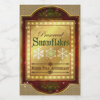 Kerst Apothecary Snowflakes Label Voedselcontainer Etiket