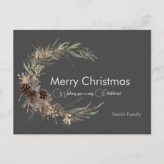 Kerst aquarel zwart Briefkaart (Voorkant)