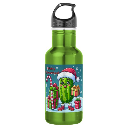 Kerst augurk met geschenken waterfles  (Voorkant)