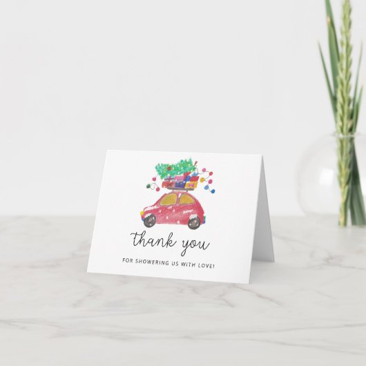 Kerst auto - babyshower bedankt (Voorkant)