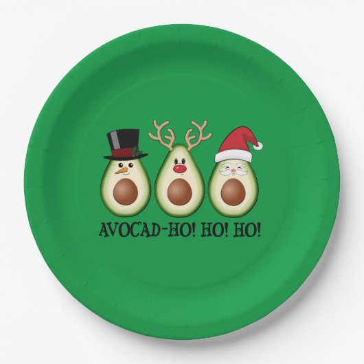 Kerst Avocado Frosty, Rudolph en Santa Papieren Bordje (Voorkant)