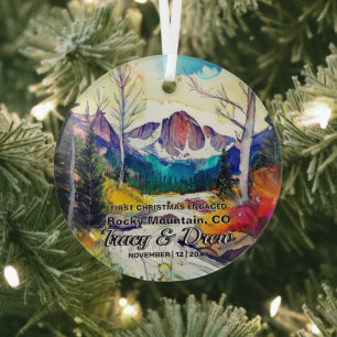 Kerst avontuur Rocky Mountain Colorado Engage Glas Ornament