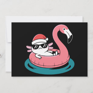 Kerst Axolotl Kerstman Hoed Flamingo Zwembad Vlot Kaart