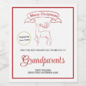 Kerst Baby aankondiging grootouder gemaakt door Wijn Etiket (Enkel label)