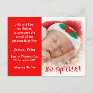 Kerst Baby Geboorteaankondiging Foto Briefkaart