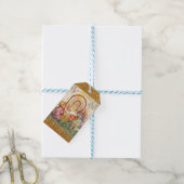 Kerst Baby Jesus in Manger Angels Cadeaulabel (Met Touw)