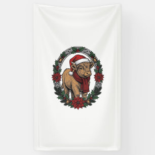 Kerst Baby Kalf Vintage Gravure Vakantie T-shirt Spandoek
