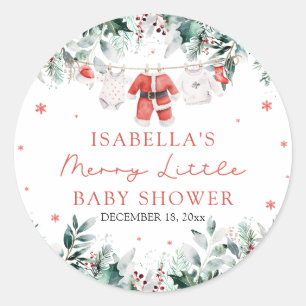 Kerst Baby Kleding Vrolijk Klein Baby shower Ronde Sticker