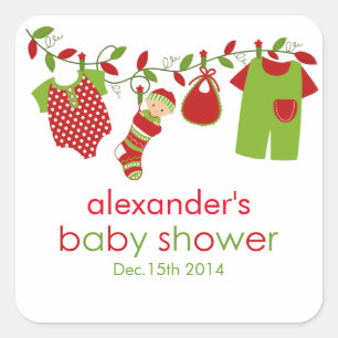 Kerst Baby Laundry Boy Baby shower Sticker