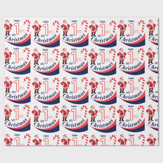 Kerst Baby "Mijn 1e Kerstmis" Cadeaupapier (Vlak)