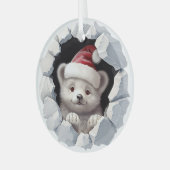 Kerst Baby Polar Beer Glas Ornament (Voorkant links)