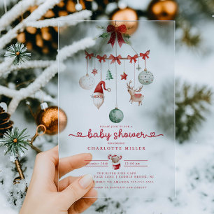 Kerst Baby Shower Acryl Uitnodiging Uitnodigingen