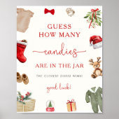 Kerst Baby shower Candy Jar Game Sign Poster (Voorkant)
