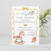 Kerst Baby shower Elegant Neutraal Goud Save The Date (Staand voorkant)