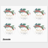 Kerst baby shower groen holly rood goud ronde sticker (Vel)